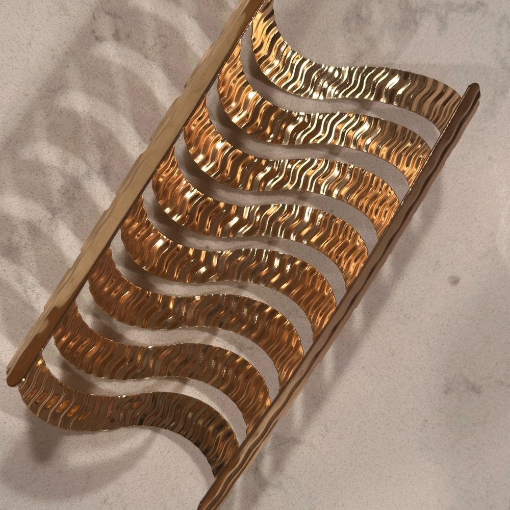 Gold Wave Pattern Cuff Bracelet - Picture 2 of 3
